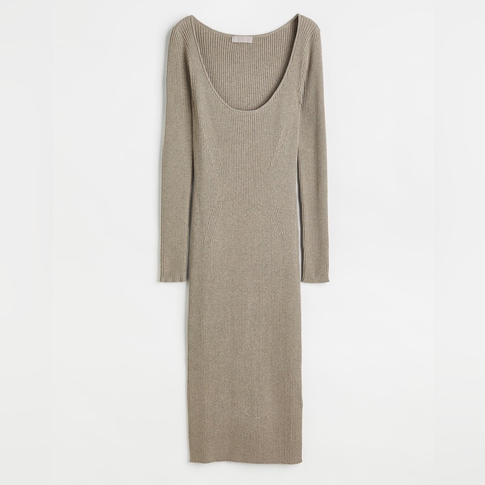 H&M Long Sleeve Dress - Taupe